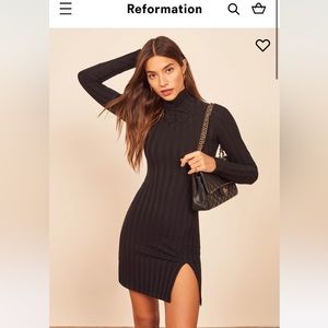 Reformation Libra Knit Dress- black, size XL.